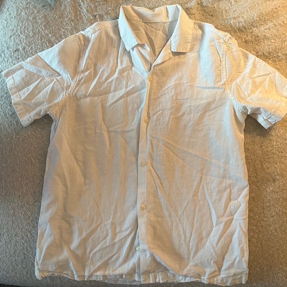 GAP Men's Linen White Short Sleeve Shirt